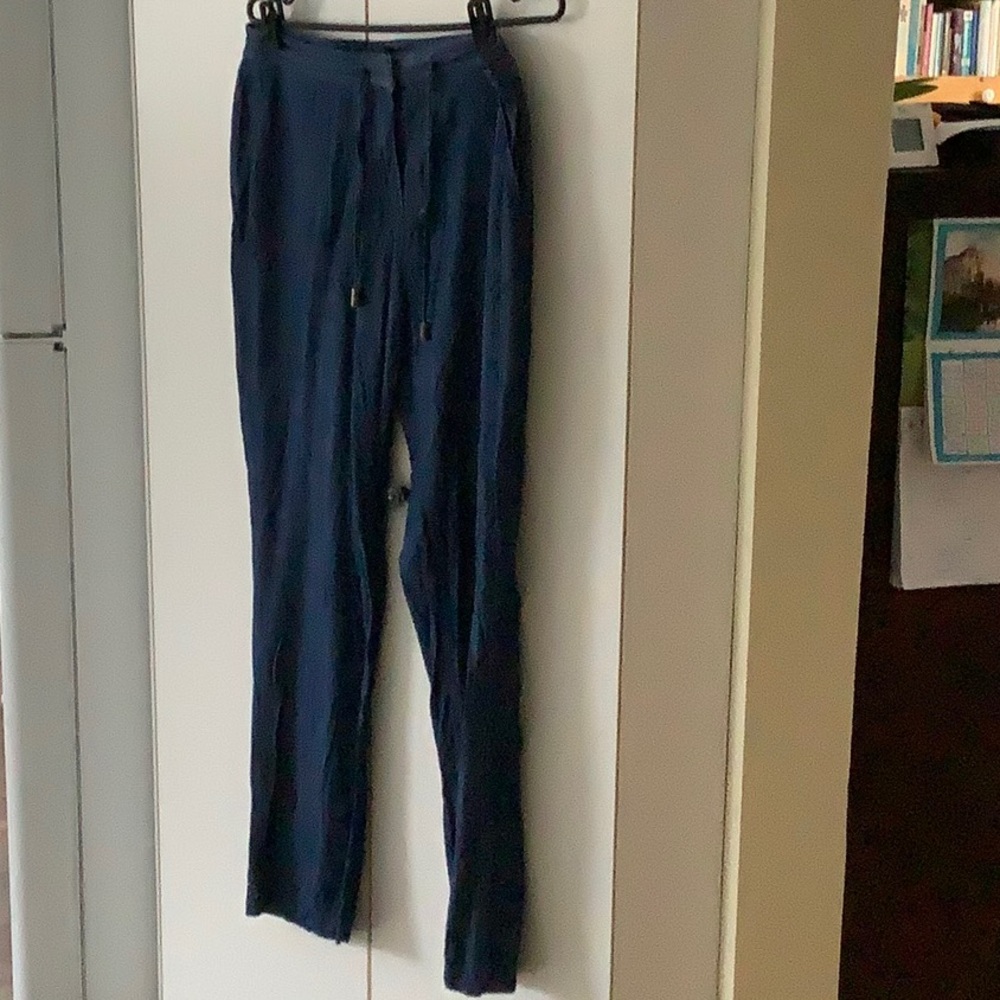 Blue light weight dress pants, medium wide legs